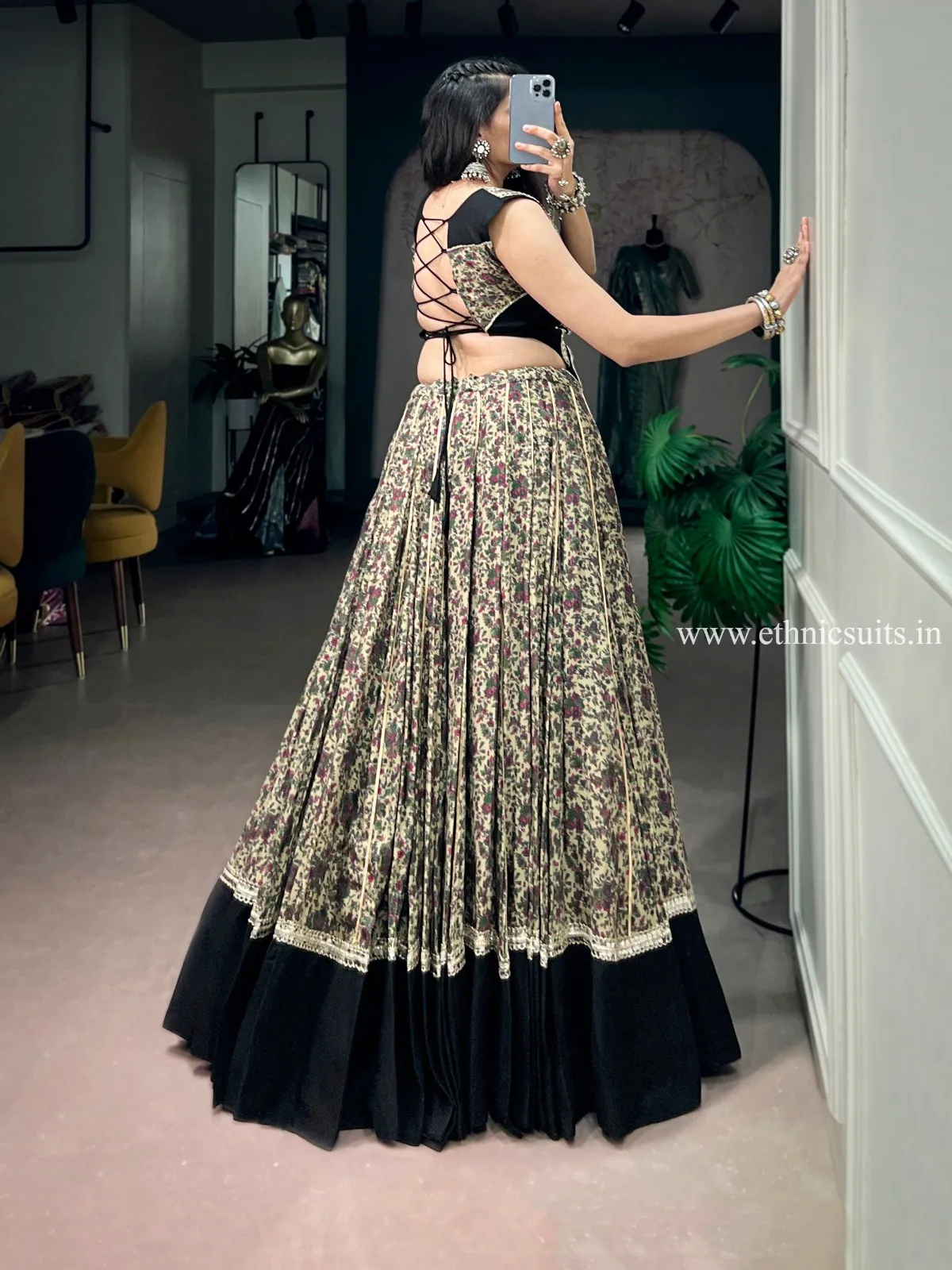 Readymade Printed Black Chaniya Choli - Image 3