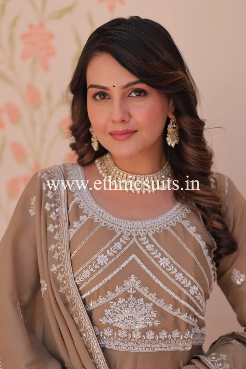Brown Color Beads Work Readymade Dress - Image 2