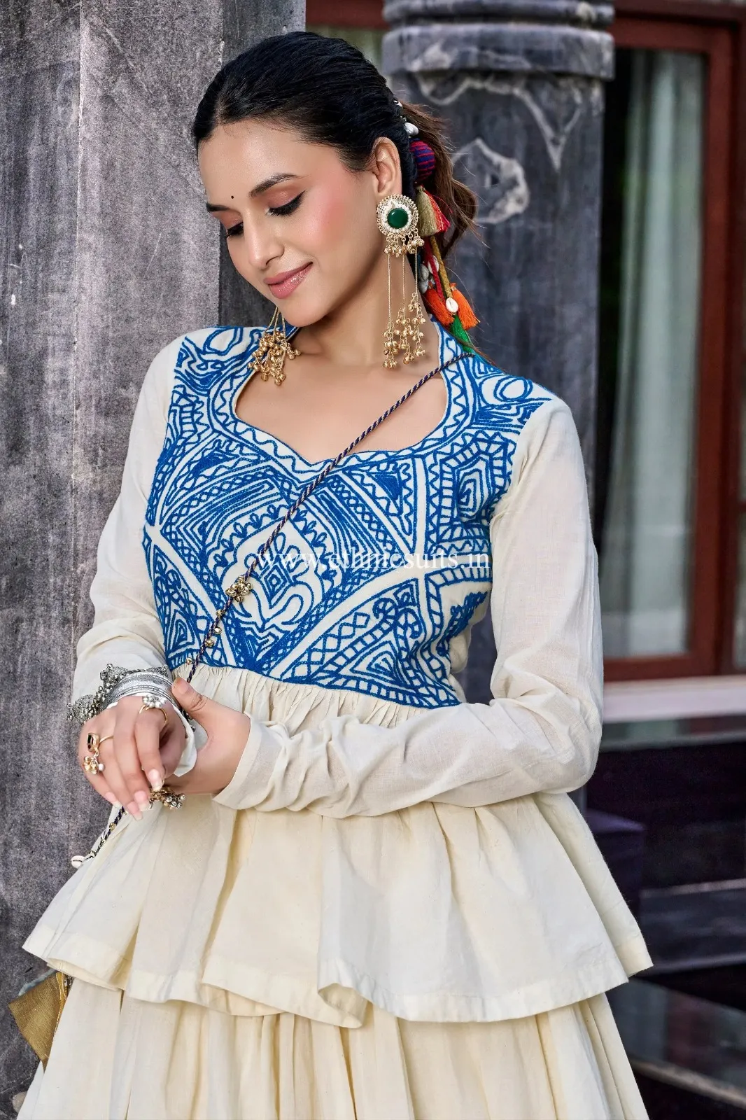 Designer Lehenga with Long Blouse co ord set - Image 3