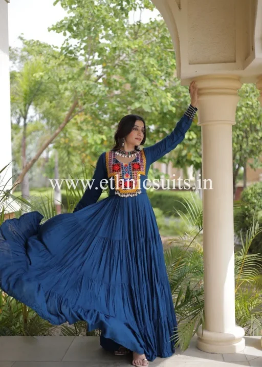 Kutchi work Navy blue Gown