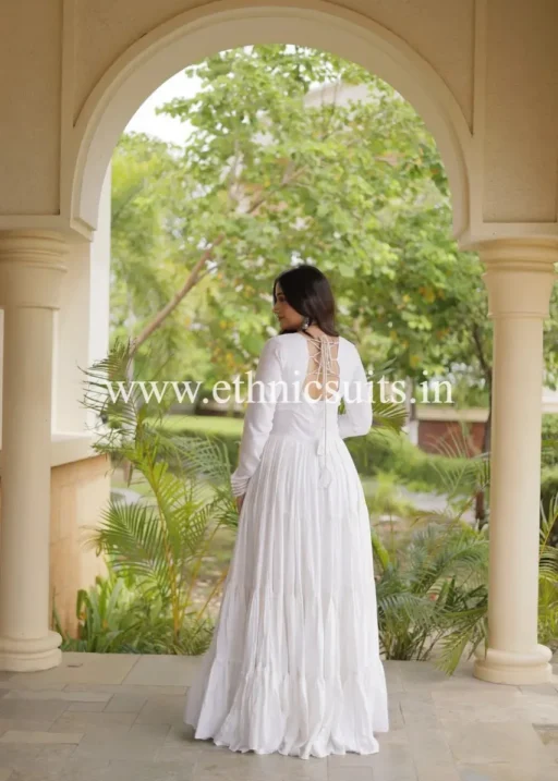 Backless Kutchi work anarkali Gown