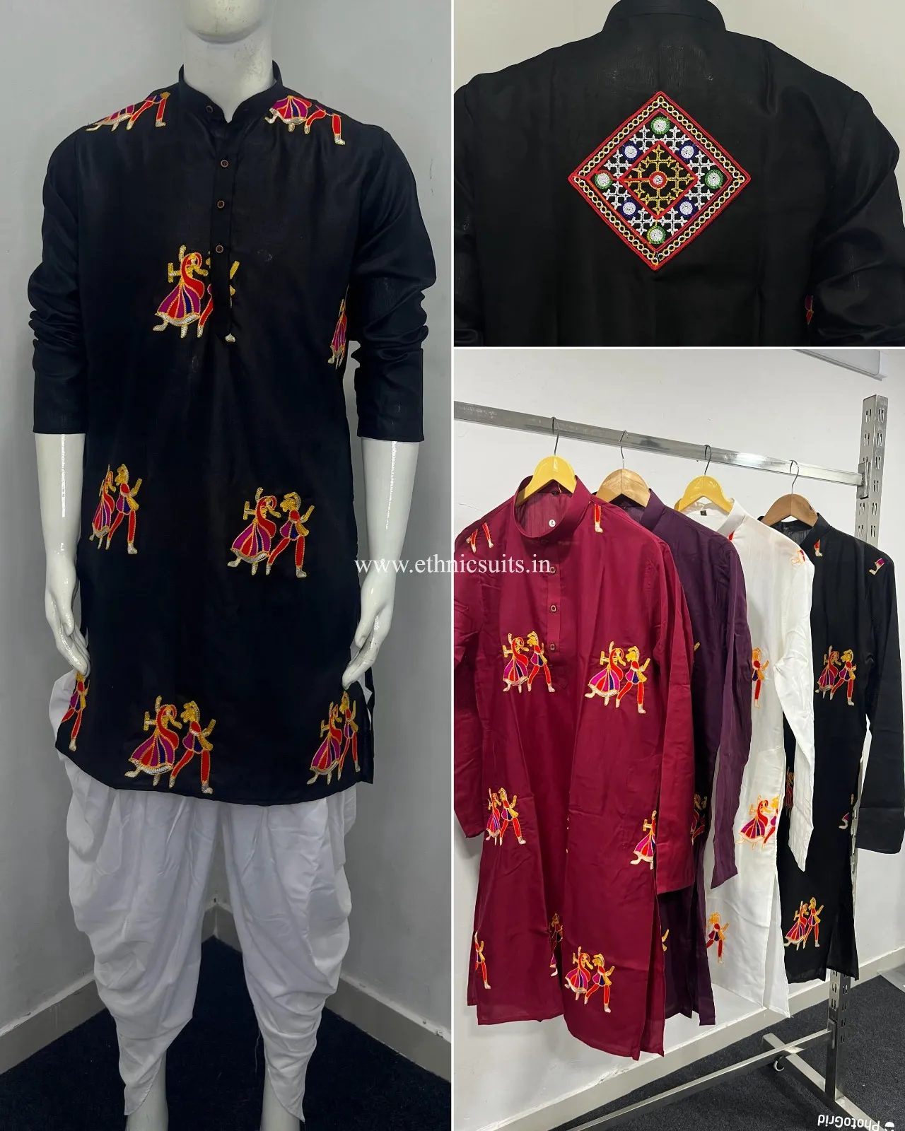 Mens Black Kurta Dhoti for Navratri - Image 3