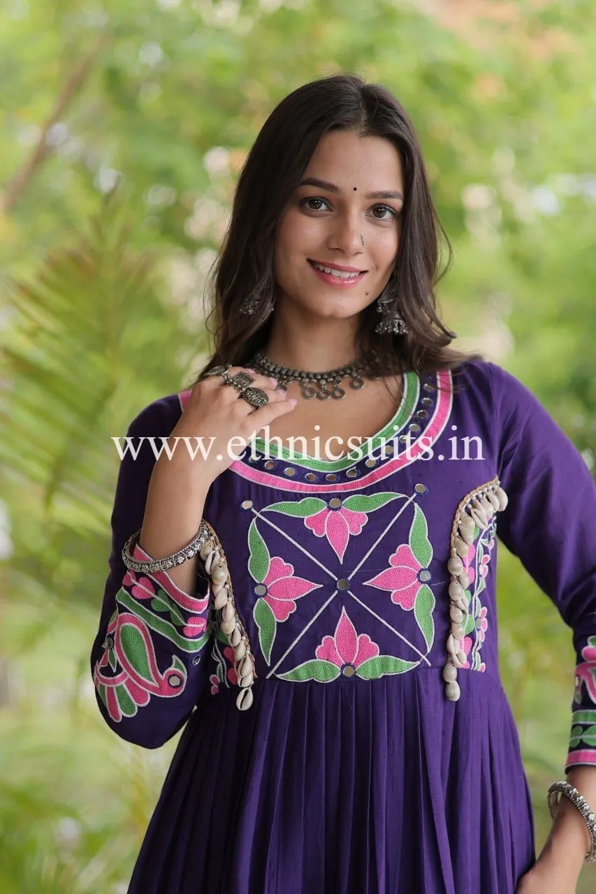 Royal Blue Kutchi Work Gown - Image 2