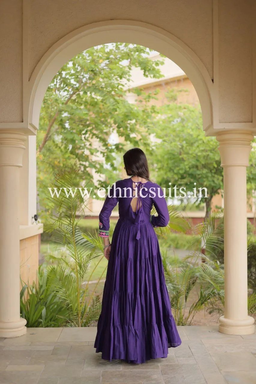 Royal Blue Kutchi Work Gown - Image 3