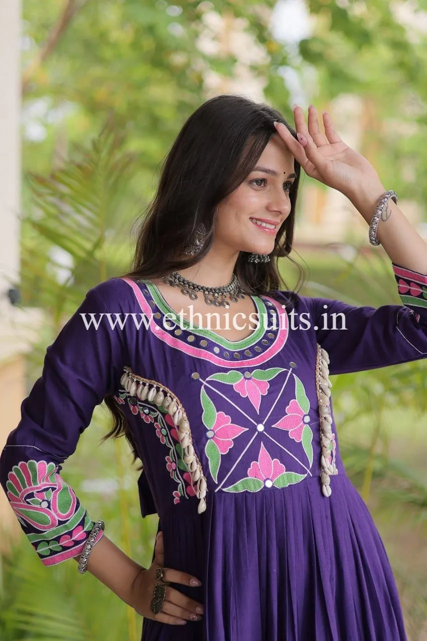 Royal Blue Kutchi Work Gown - Image 4