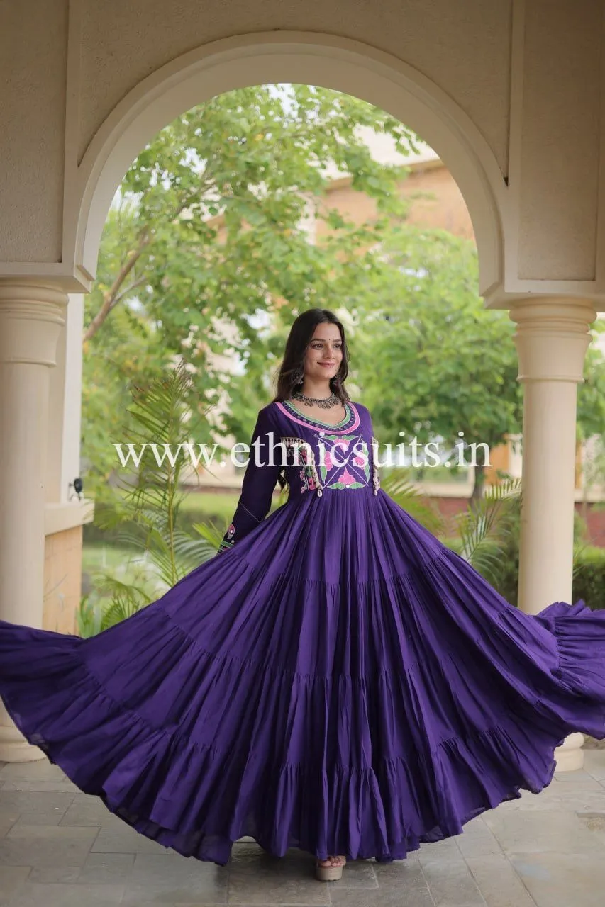 Royal Blue Kutchi Work Gown - Image 5