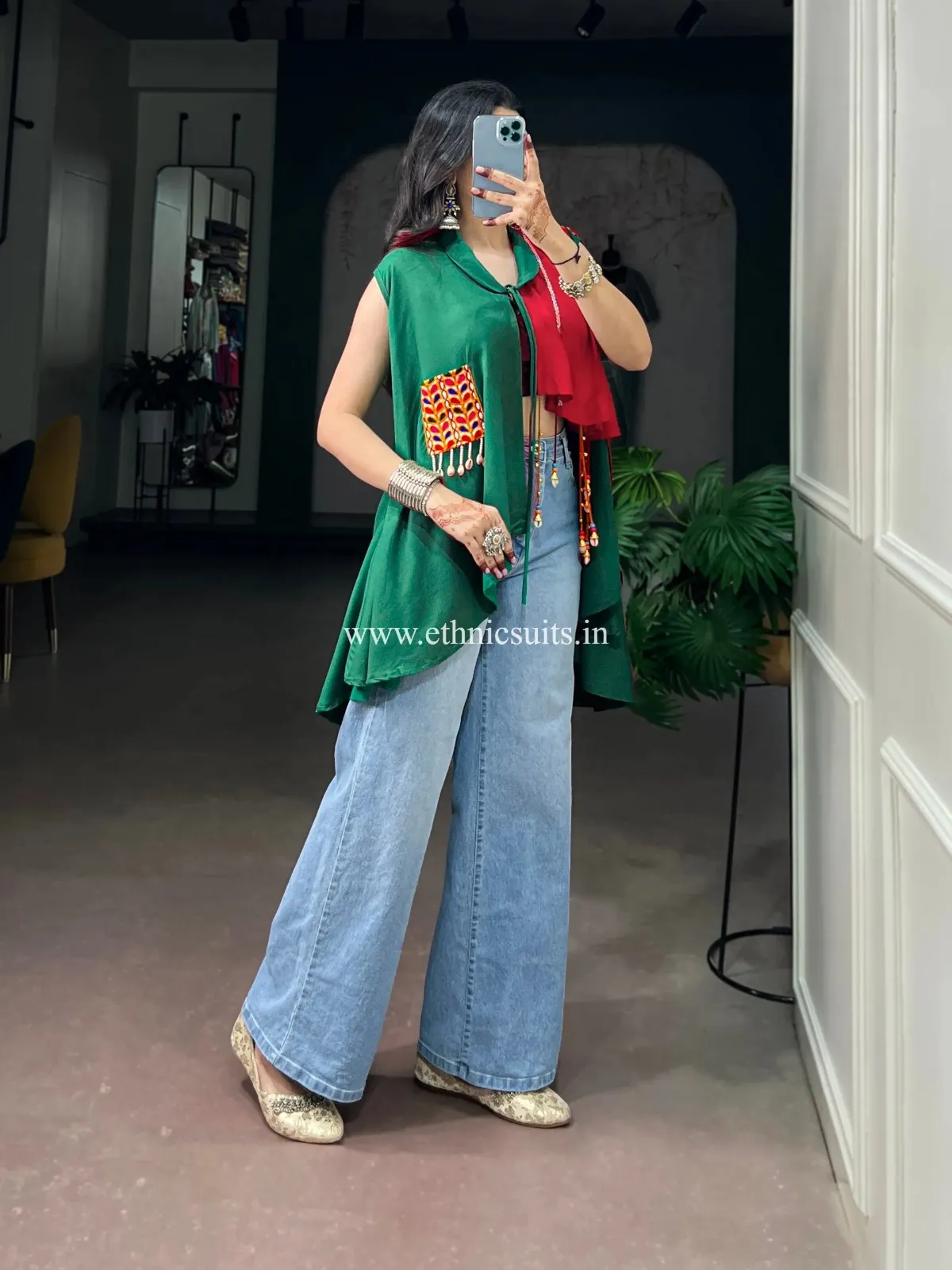 Stylish Garba Glam top Style with Jeans - Image 3