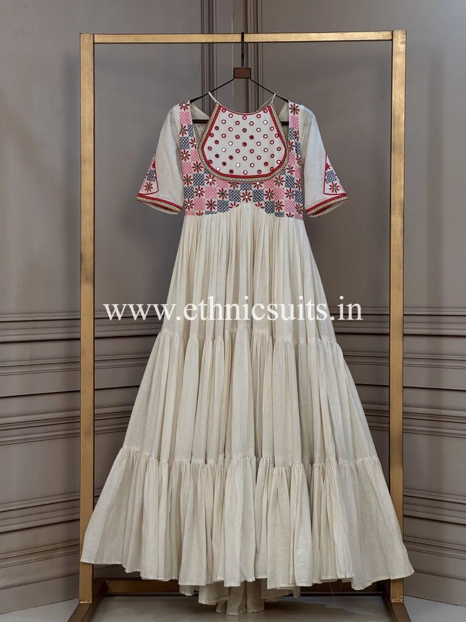 White Navratri Wear Gown