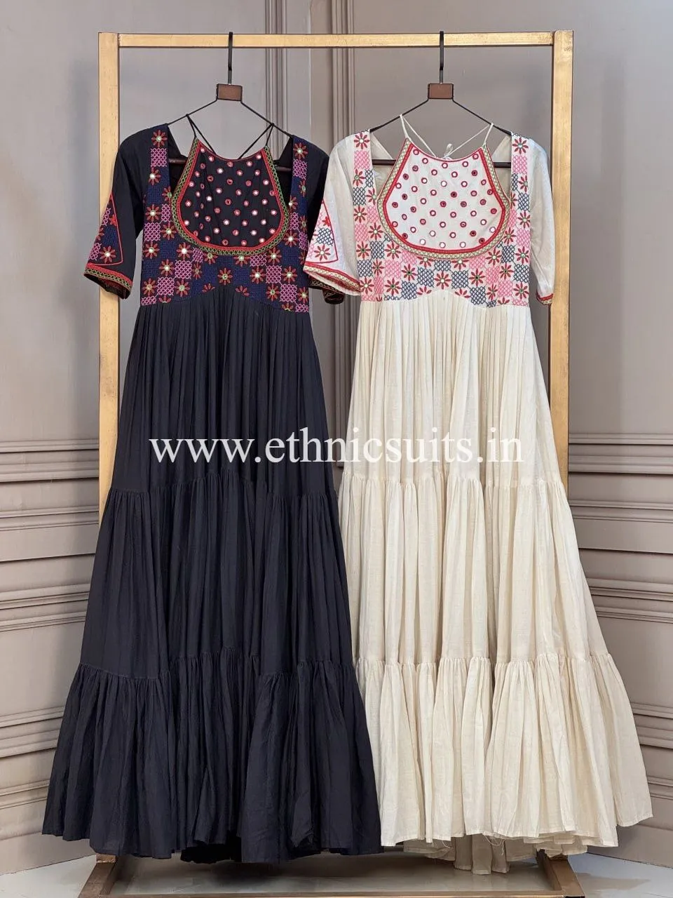 White Navratri Wear Gown - Image 2