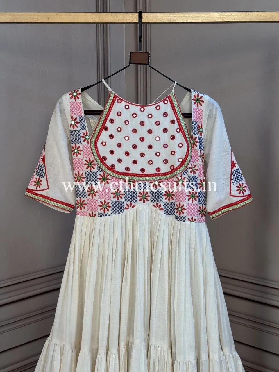 White Navratri Wear Gown - Image 3