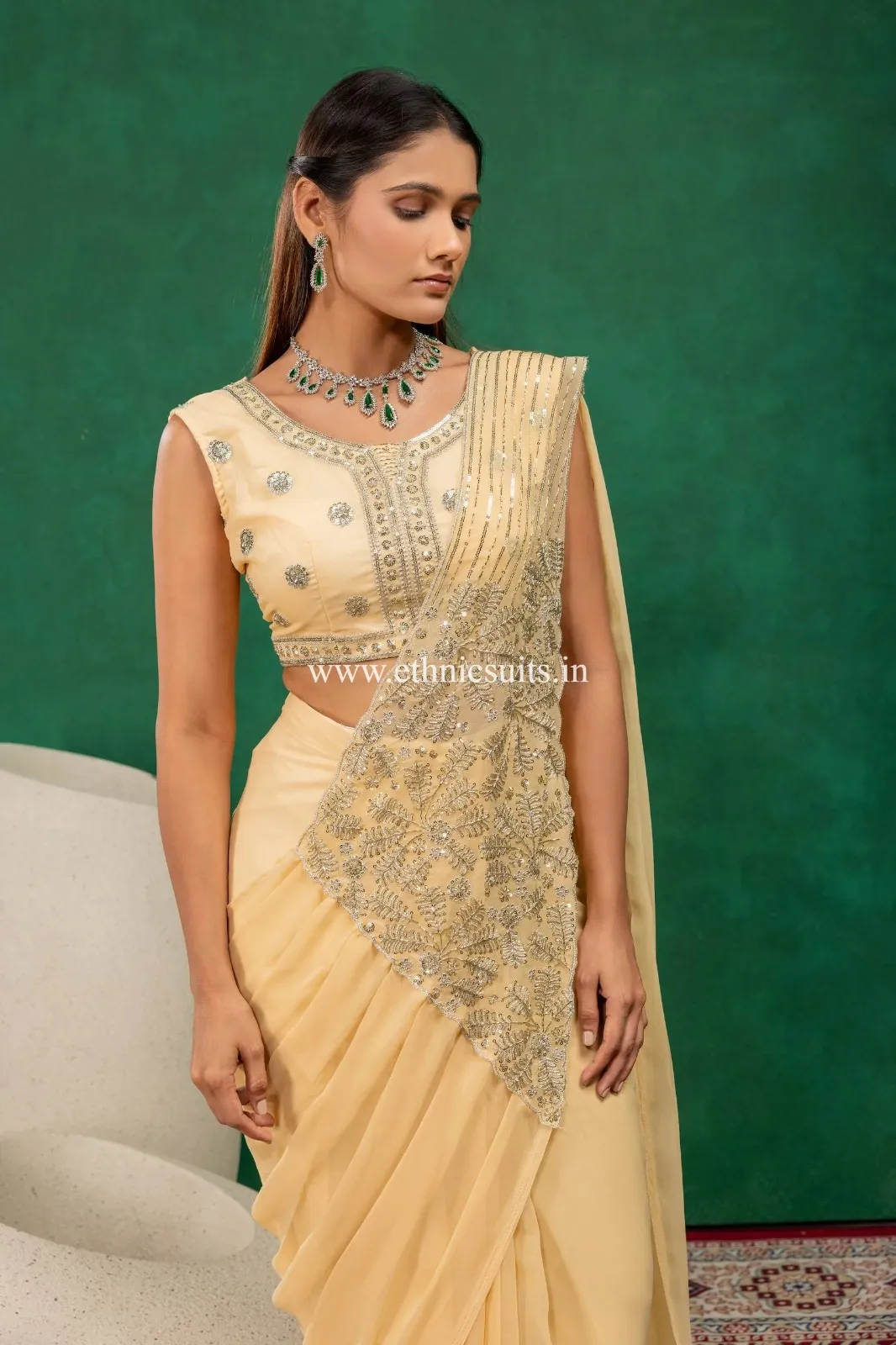 Yellow Color Ready to Wear Saree for Wedding - Image 2