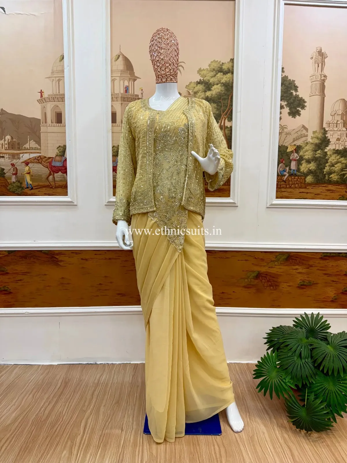 Yellow Color Ready to Wear Saree for Wedding - Image 4