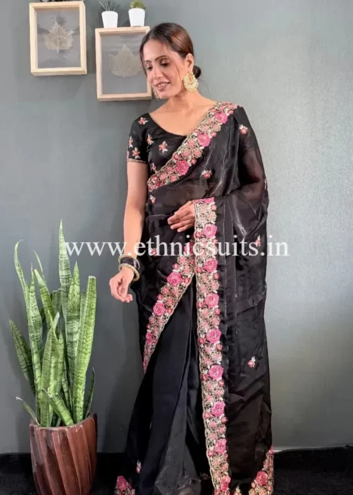 Black Color Readymade Saree for Women